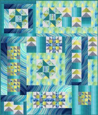 Gradients Auras Blue Island Time Quilt Kit-Moda Fabrics-My Favorite Quilt Store