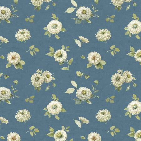 Green Fields Blue Medium Floral Fabric-Wilmington Prints-My Favorite Quilt Store