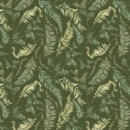Green Fields Forest Ferns Allover Fabric – End of Bolt – 12″ × 44/45″