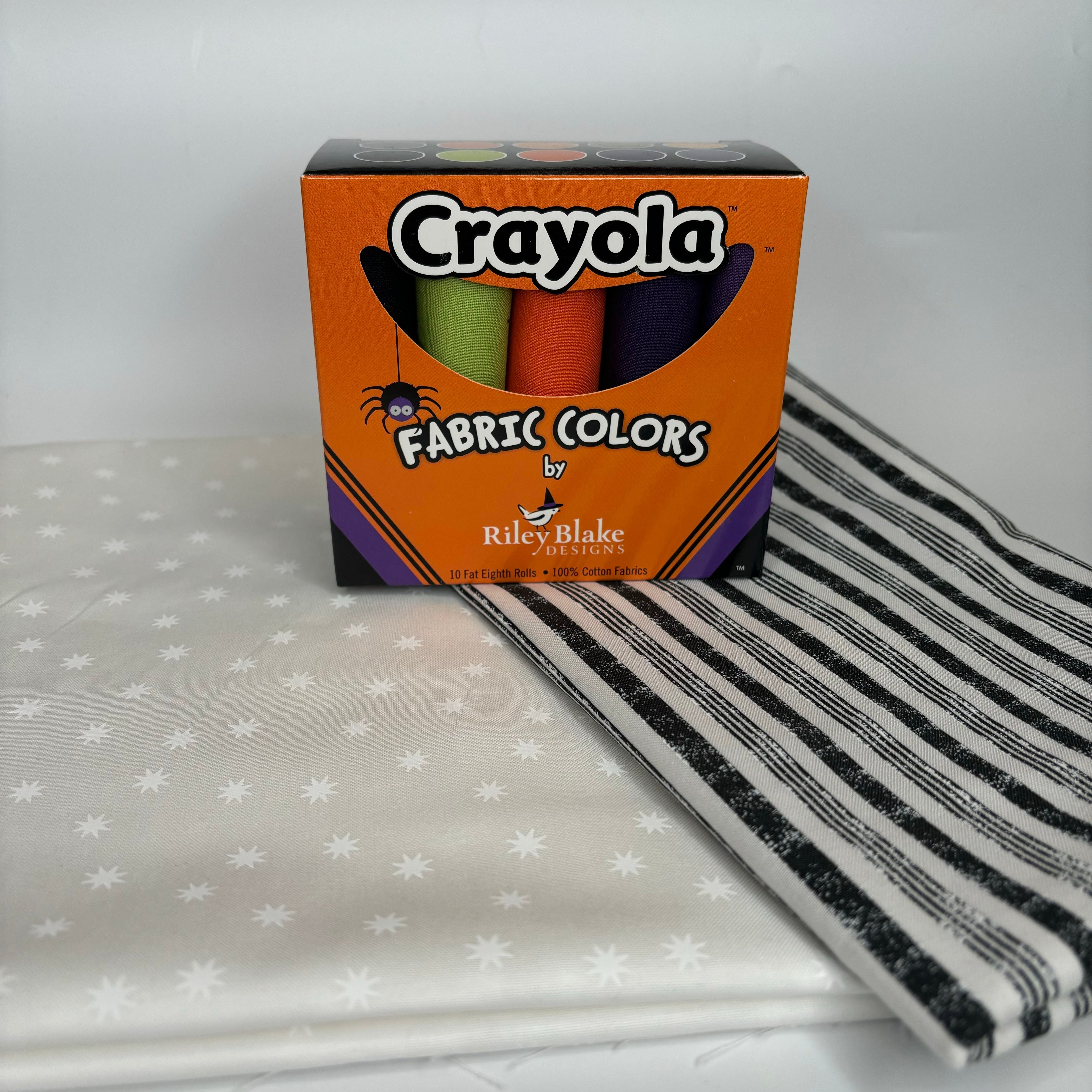 Halloween Crayola Boo White Stars Table Runner Kit #23-Riley Blake Fabrics-My Favorite Quilt Store