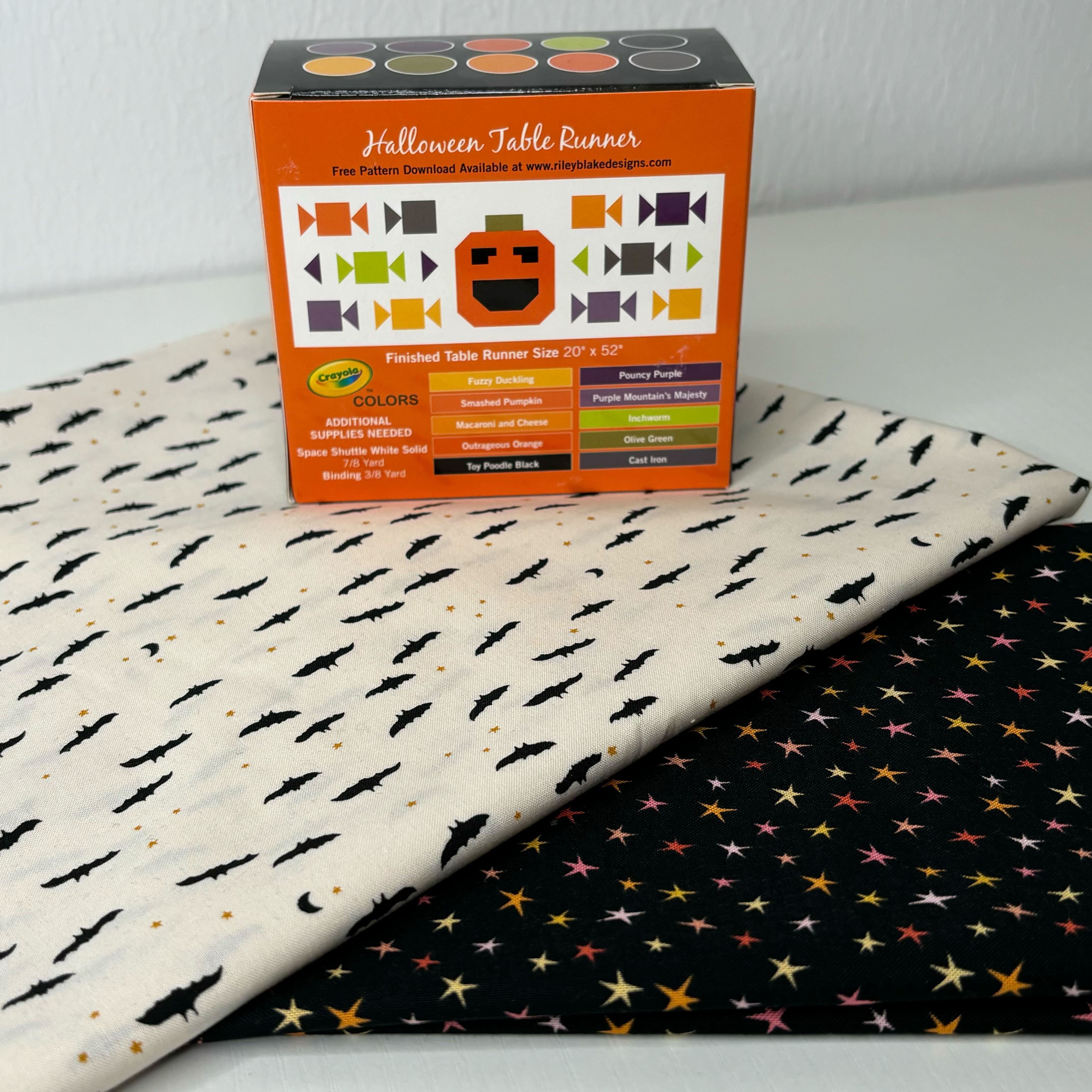 Halloween Crayola Starry Bats Table Runner Kit #12-Riley Blake Fabrics-My Favorite Quilt Store