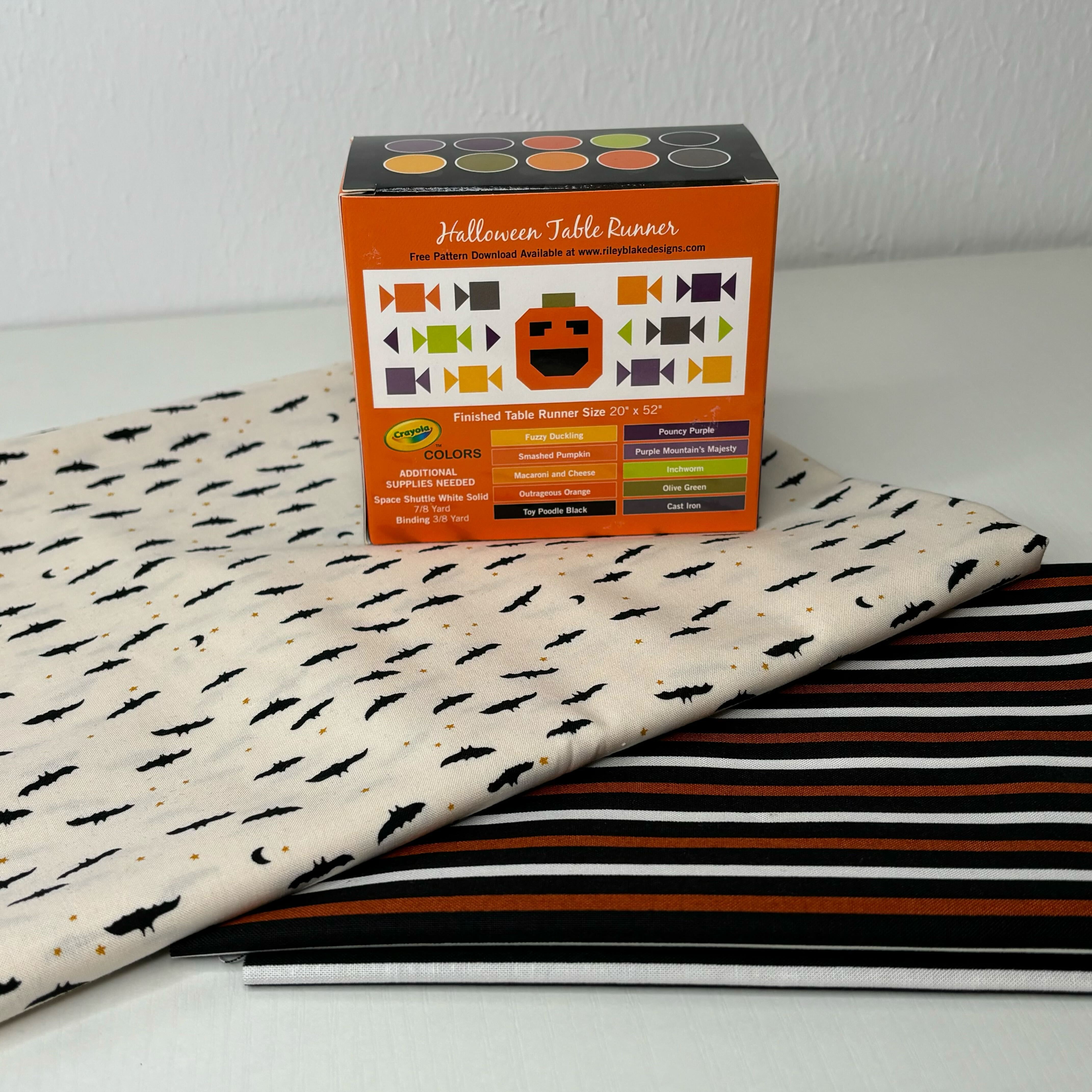 Halloween Crayola Tiny Bats Table Runner Kit #11-Riley Blake Fabrics-My Favorite Quilt Store