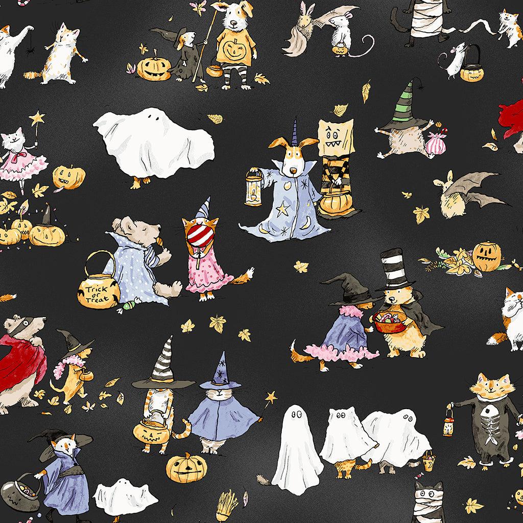Halloween Parade Black Parade Toile Digital Fabric-Clothworks-My Favorite Quilt Store