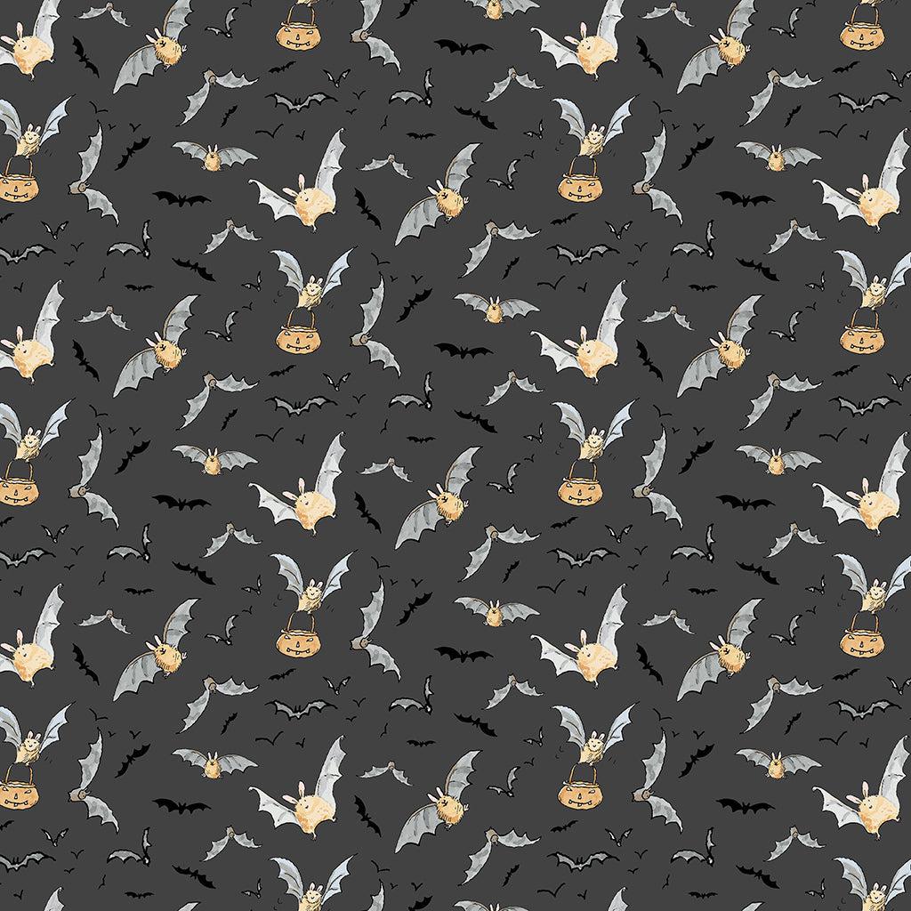 Halloween Parade Dark Gray Bats Digital Fabric-Clothworks-My Favorite Quilt Store