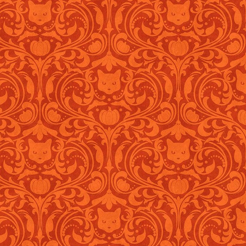 Hallow's Eve Orange Damask Fabric