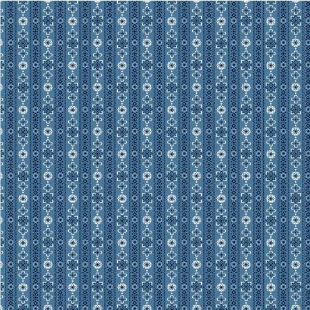 Happy Trails Blue Calico Stripe Fabric-Michael Miller Fabrics-My Favorite Quilt Store