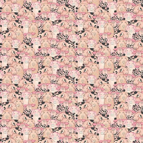 Hay Day Pink Herd of Pigs Fabric-Henry Glass Fabrics-My Favorite Quilt Store