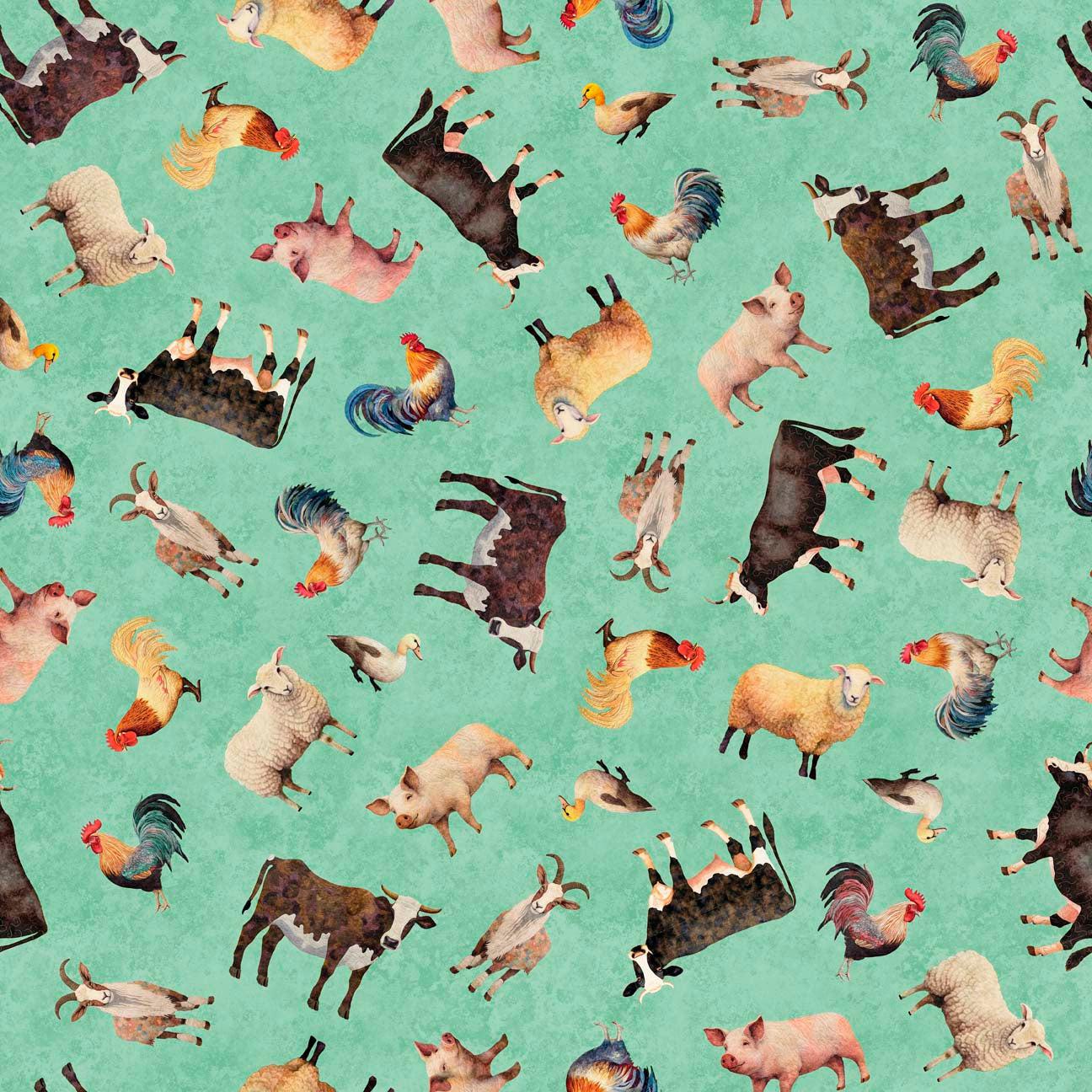 Heartland Animal Toss Sage Fabric