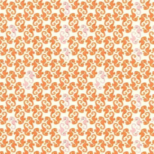 Heather Ross 20th Anniversary Cream Seahorses Fabric
