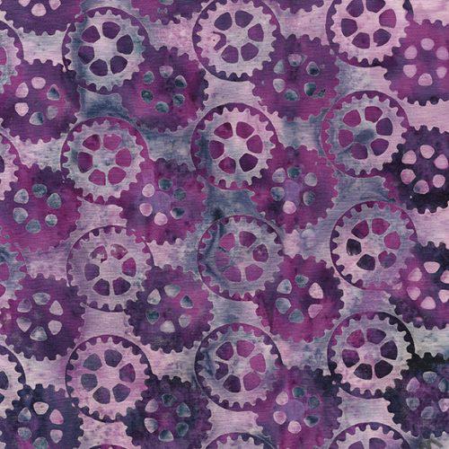 Heavy Metal Purple Lavender Gears Batik Fabric