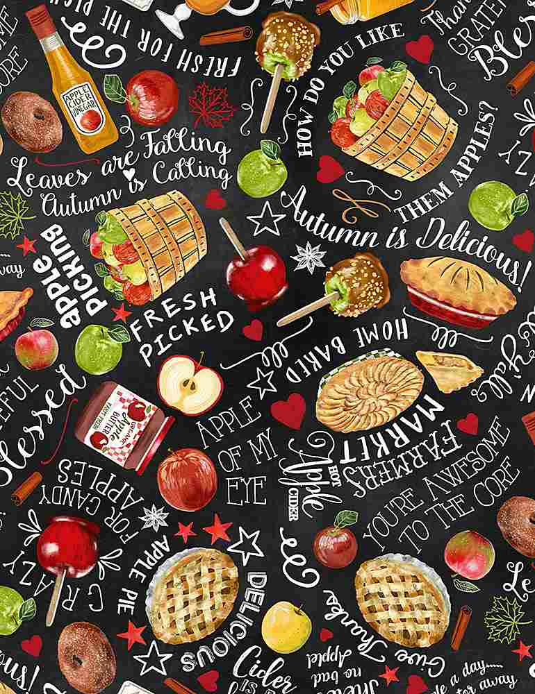 Hello Fall Harvest Treats and Words Fabric-Timeless Treasures-My Favorite Quilt Store