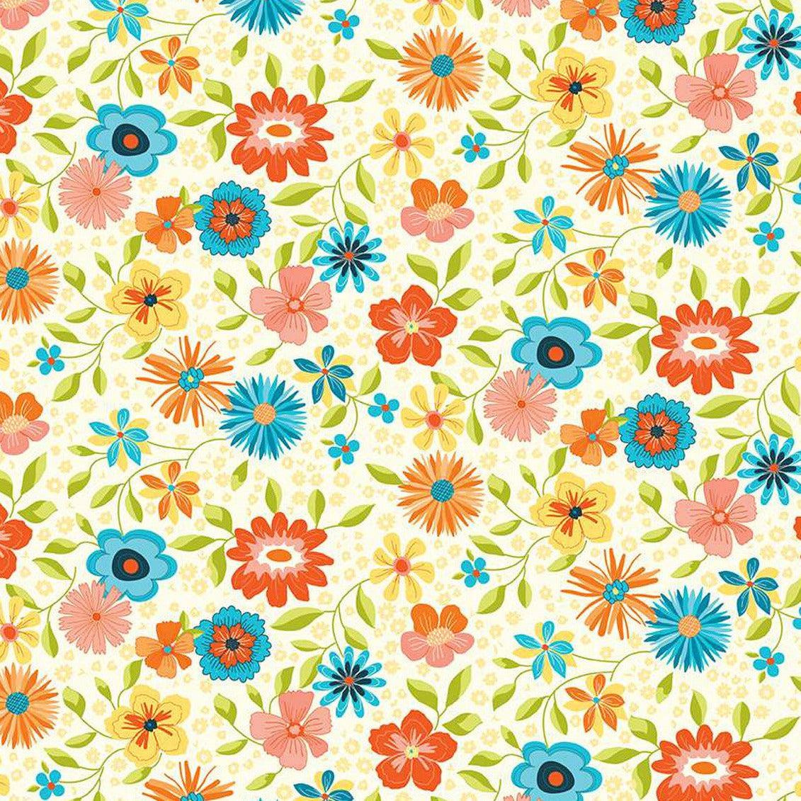 Here Comes The Sun Cream Floral Main Fabric