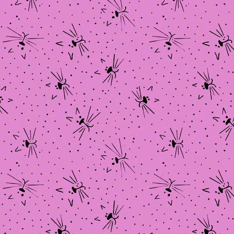 Here Kitty Kitty Lilac Kitty Face Sketch Fabric