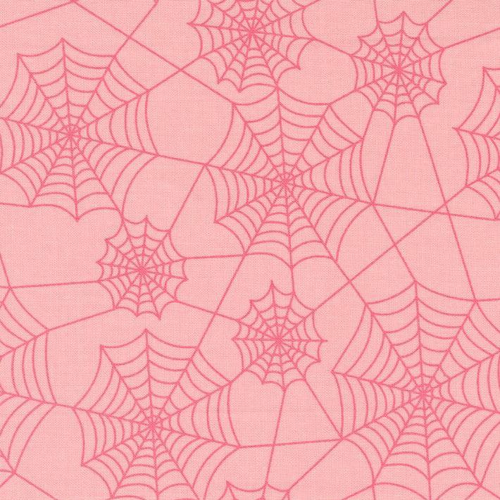 Hey Boo Bubble Gum Pink Novelty Spider Webs Fabric-Moda Fabrics-My Favorite Quilt Store