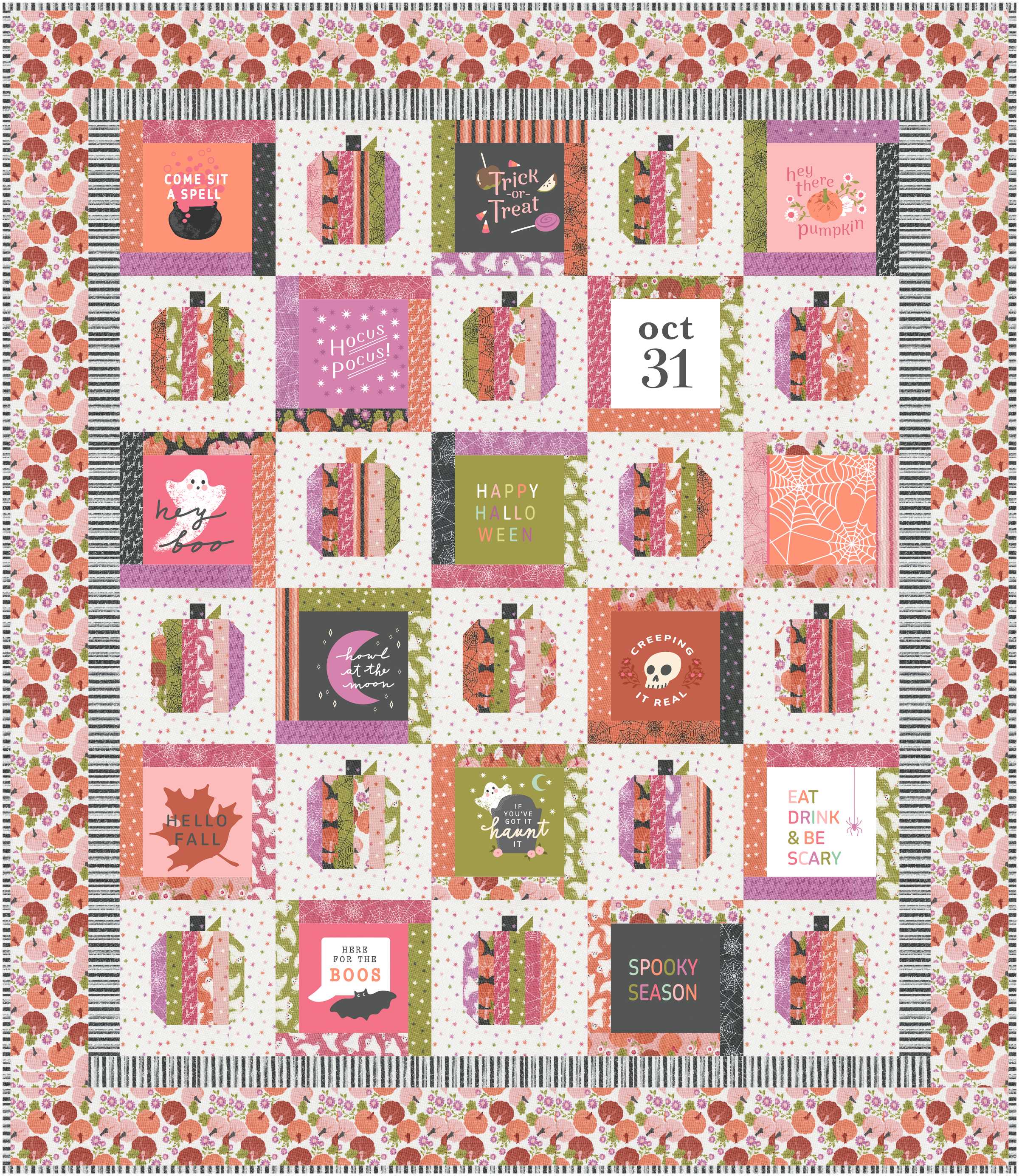 Hey Boo Light Layer Cake Pumpkins Quilt Kit-Moda Fabrics-My Favorite Quilt Store