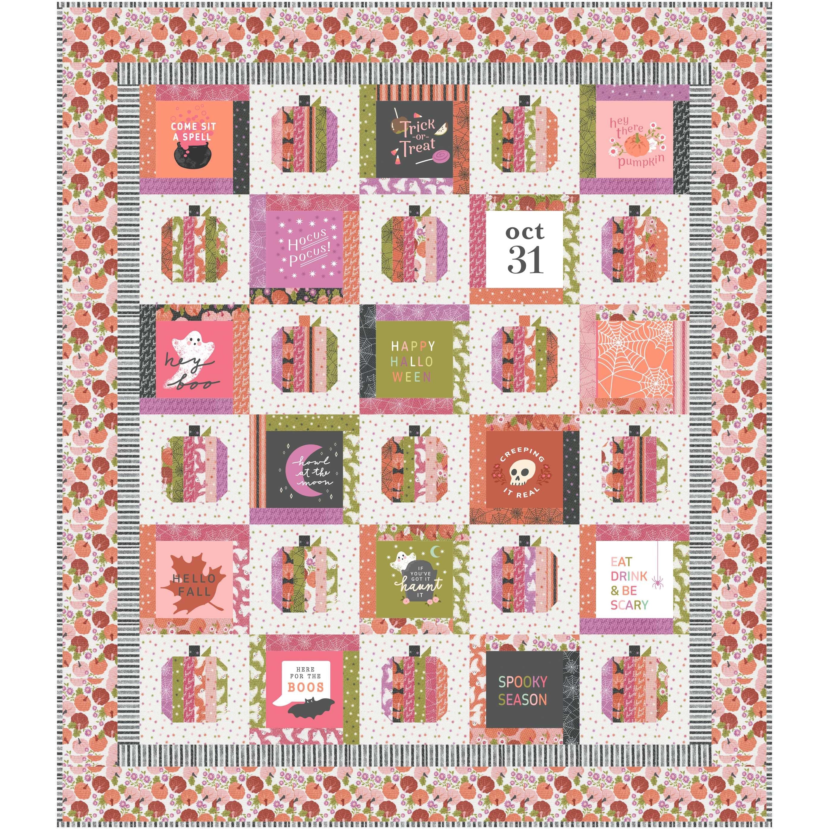 Hey Boo Light Layer Cake Pumpkins Quilt Kit-Moda Fabrics-My Favorite Quilt Store