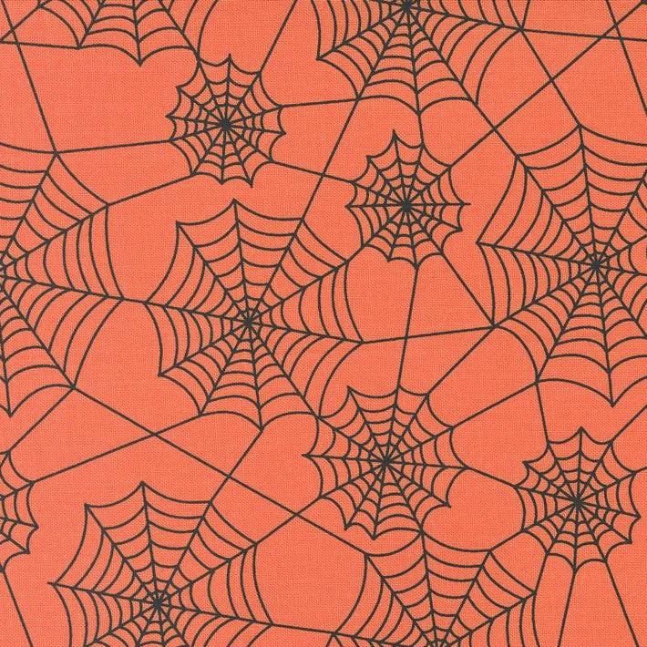Hey Boo Soft Pumpkin Novelty Spider Webs Fabric-Moda Fabrics-My Favorite Quilt Store