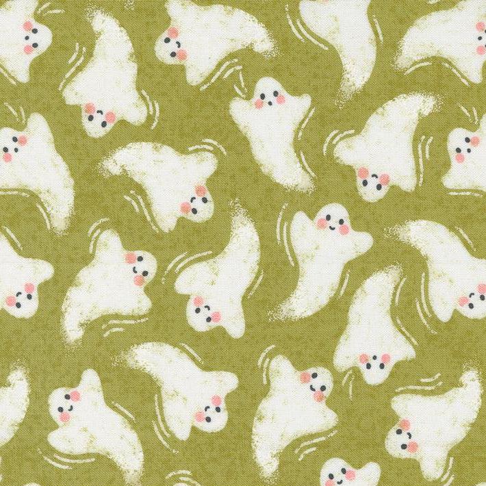 Hey Boo Witchy Green Friendly Ghost Fabric