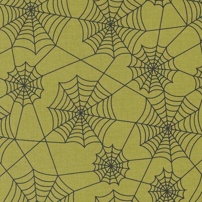 Hey Boo Witchy Green Novelty Spider Webs Fabric