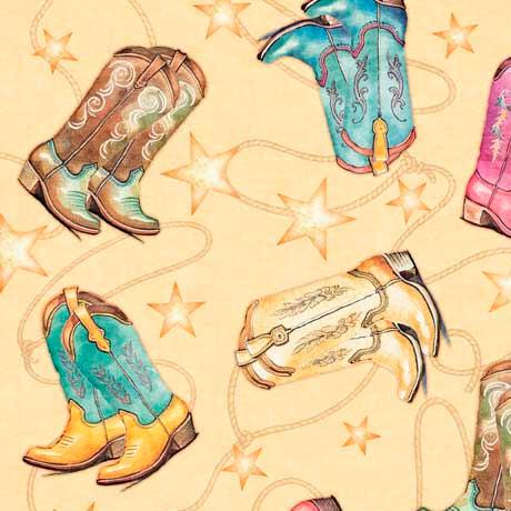 Hey Cowgirl Chamois Boot Toss Fabric-QT Fabrics-My Favorite Quilt Store