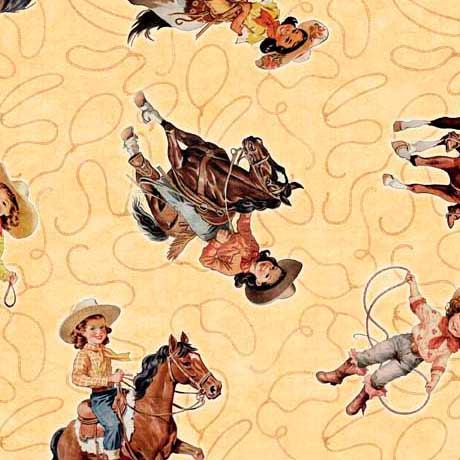 Hey Cowgirl Chamois Cowgirl and Horse Toss Fabric