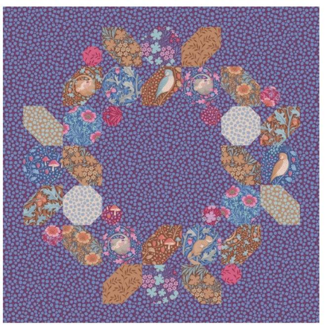 Hibernation Berry Wreath Pillow Eggplant + Blue Pattern-Digital Download-Tilda Fabrics-My Favorite Quilt Store