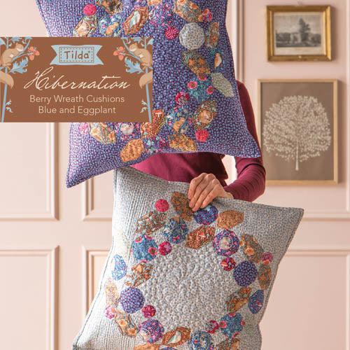 Hibernation Berry Wreath Pillow Eggplant + Blue Pattern-Digital Download-Tilda Fabrics-My Favorite Quilt Store