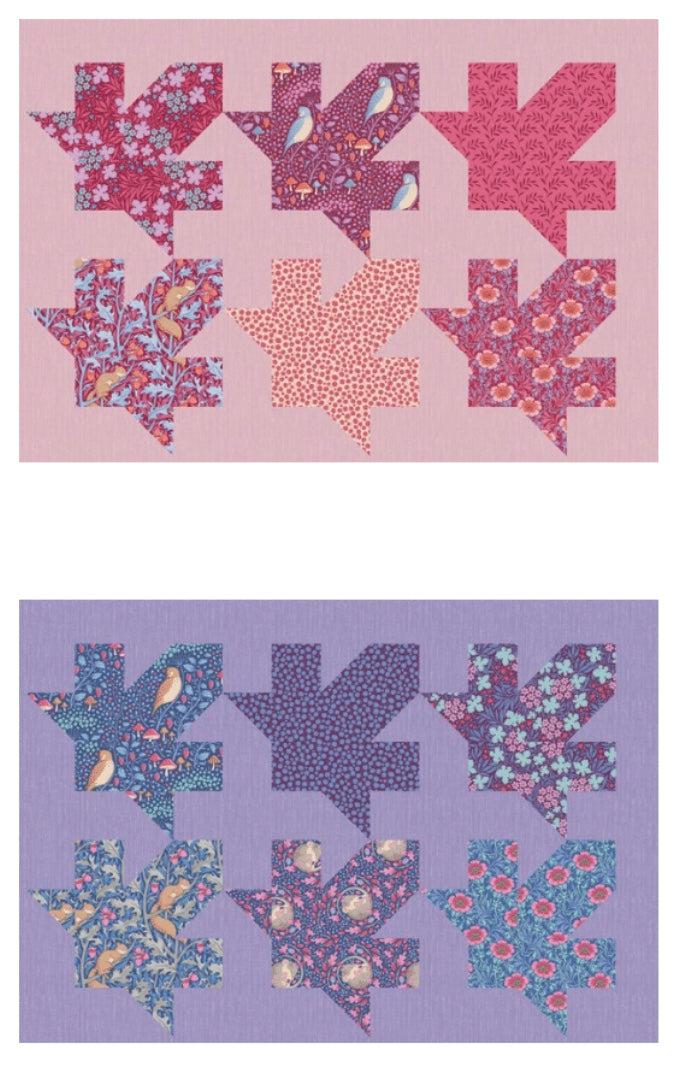 Hibernation Maple Leaf Pillow Blush and Lavendar Pattern-Digital Download-Tilda Fabrics-My Favorite Quilt Store