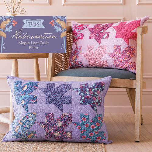 Hibernation Maple Leaf Pillow Blush and Lavendar Pattern-Digital Download-Tilda Fabrics-My Favorite Quilt Store