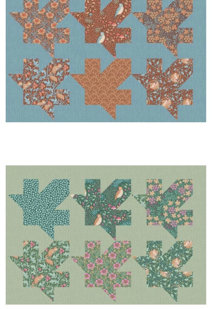 Hibernation Maple Leaf Pillow Petrol and Sage Pattern-Digital Download-Tilda Fabrics-My Favorite Quilt Store