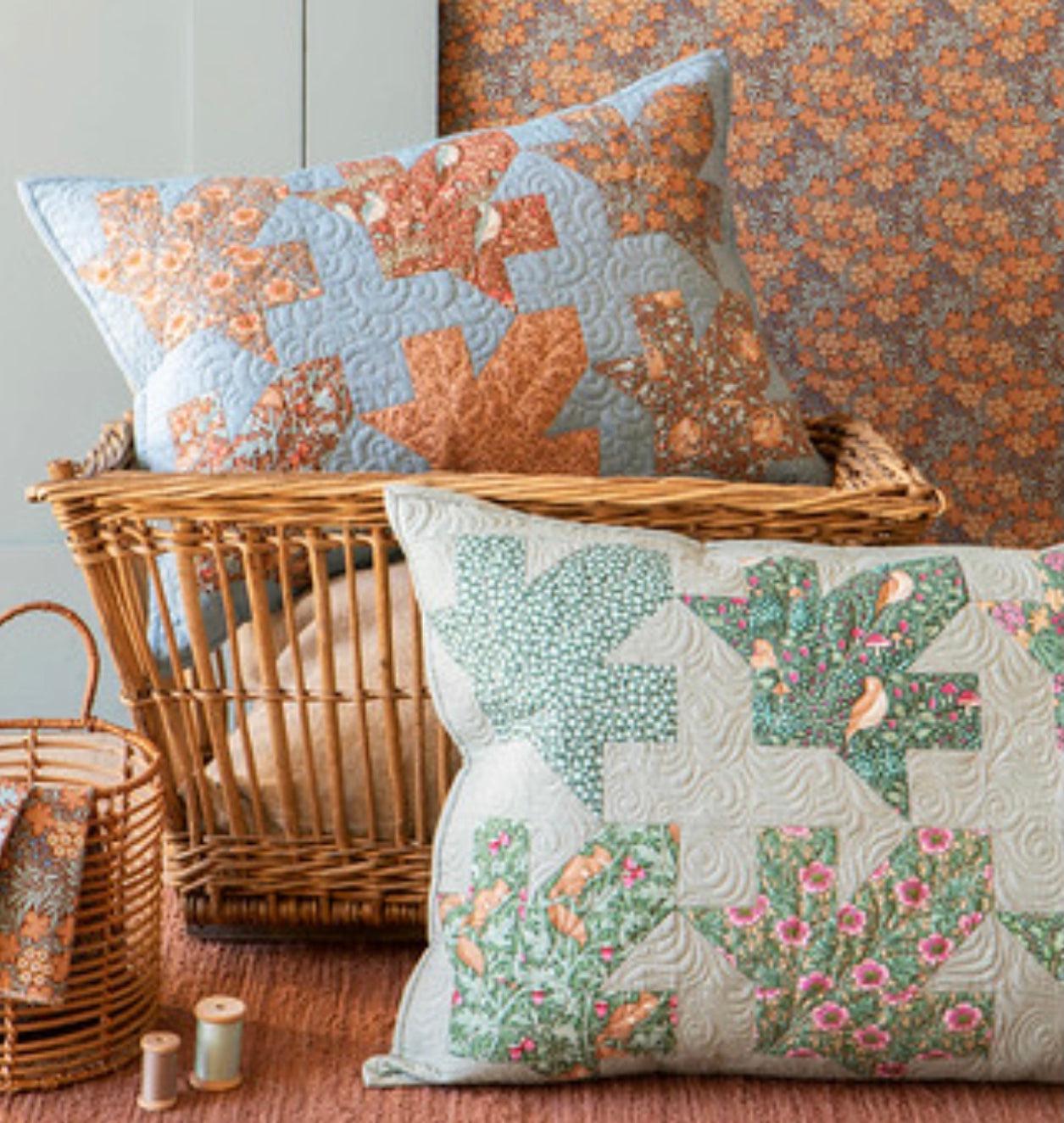 Hibernation Maple Leaf Pillow Petrol and Sage Pattern-Digital Download-Tilda Fabrics-My Favorite Quilt Store