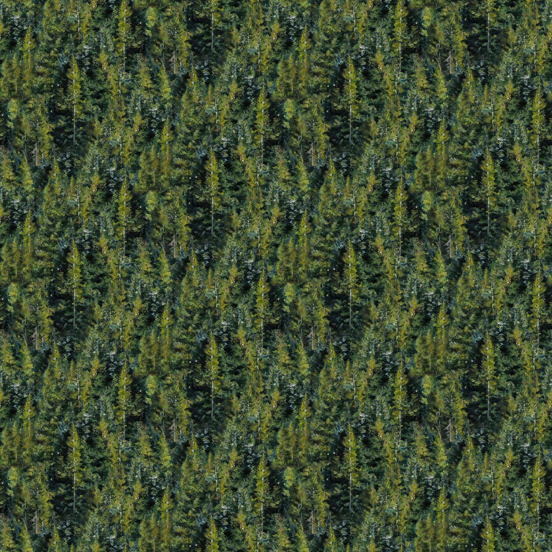 Hidden Valley Naturescapes Dark Green Trees Digital Print Fabric