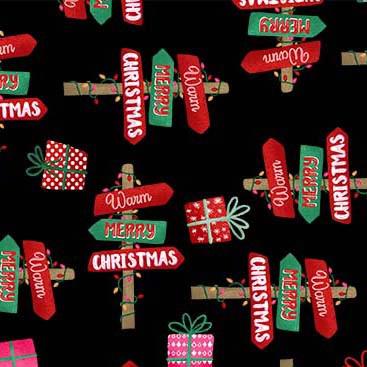 Holiday Gnomes Black Cherry Destinations Fabric