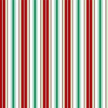 Holiday Gnomes White Dashing Stripes Fabric