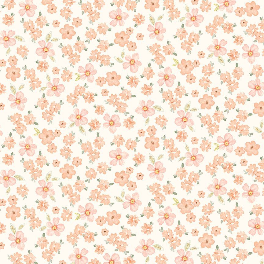 Home Sweet Home Cream Tossed Pretty Flowers Fabric-Timeless Treasures-My Favorite Quilt Store