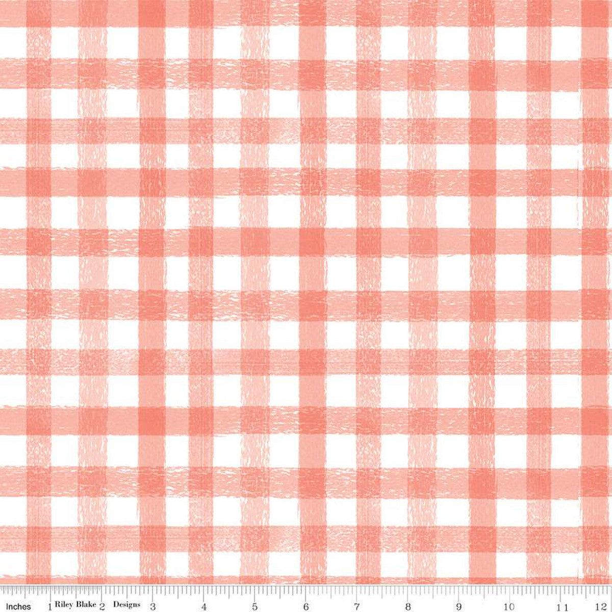 Homemade Coral Gingham Fabric-Riley Blake Fabrics-My Favorite Quilt Store