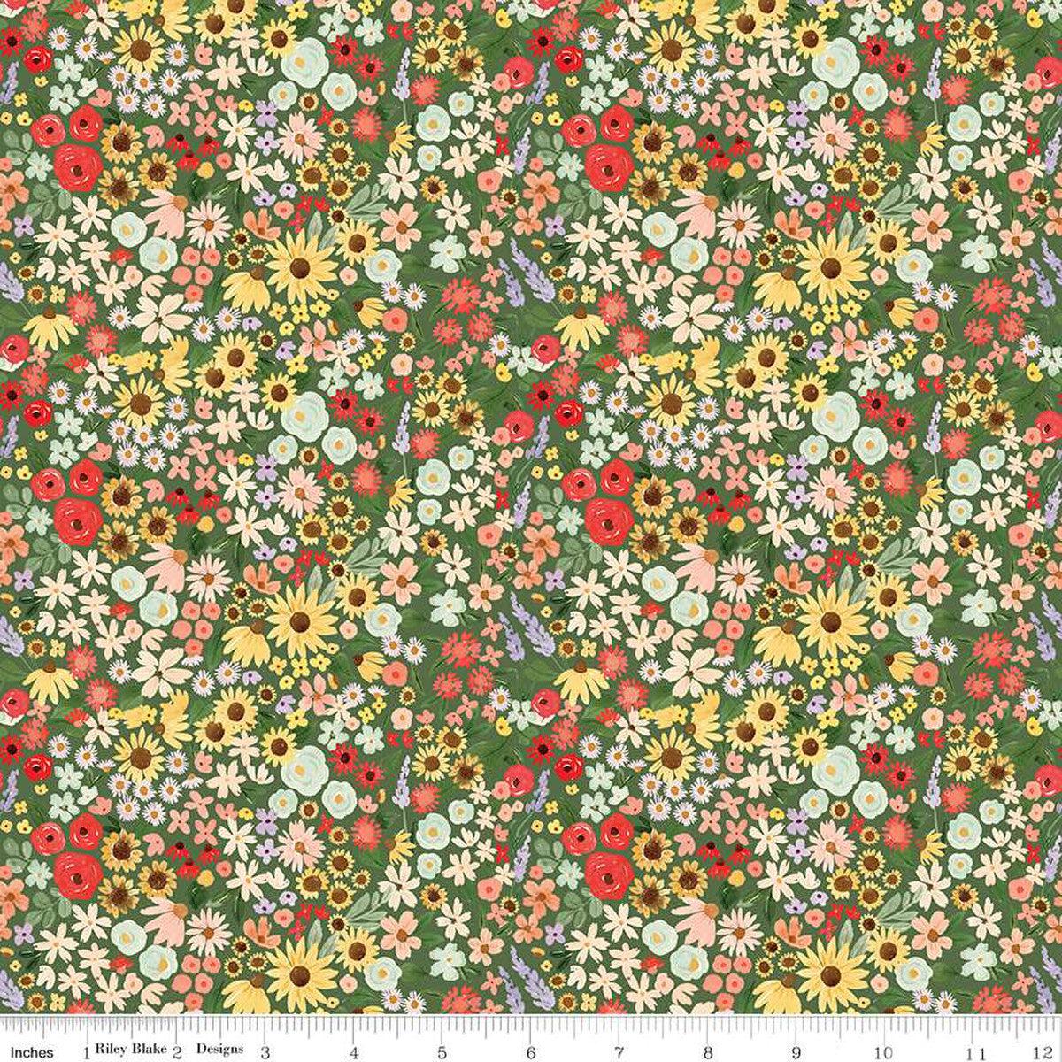 Homemade Forest Packed Flowers Fabric-Riley Blake Fabrics-My Favorite Quilt Store