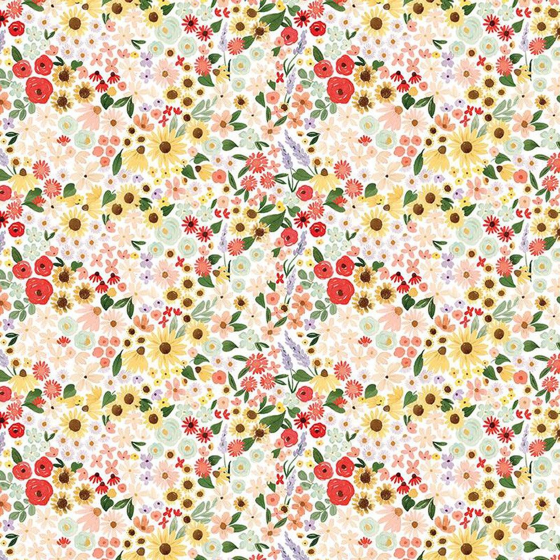 Homemade White Packed Flowers Fabric-Riley Blake Fabrics-My Favorite Quilt Store