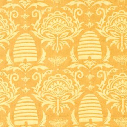 Honey & Lavender Yellow Bee Damask Fabric-Moda Fabrics-My Favorite Quilt Store