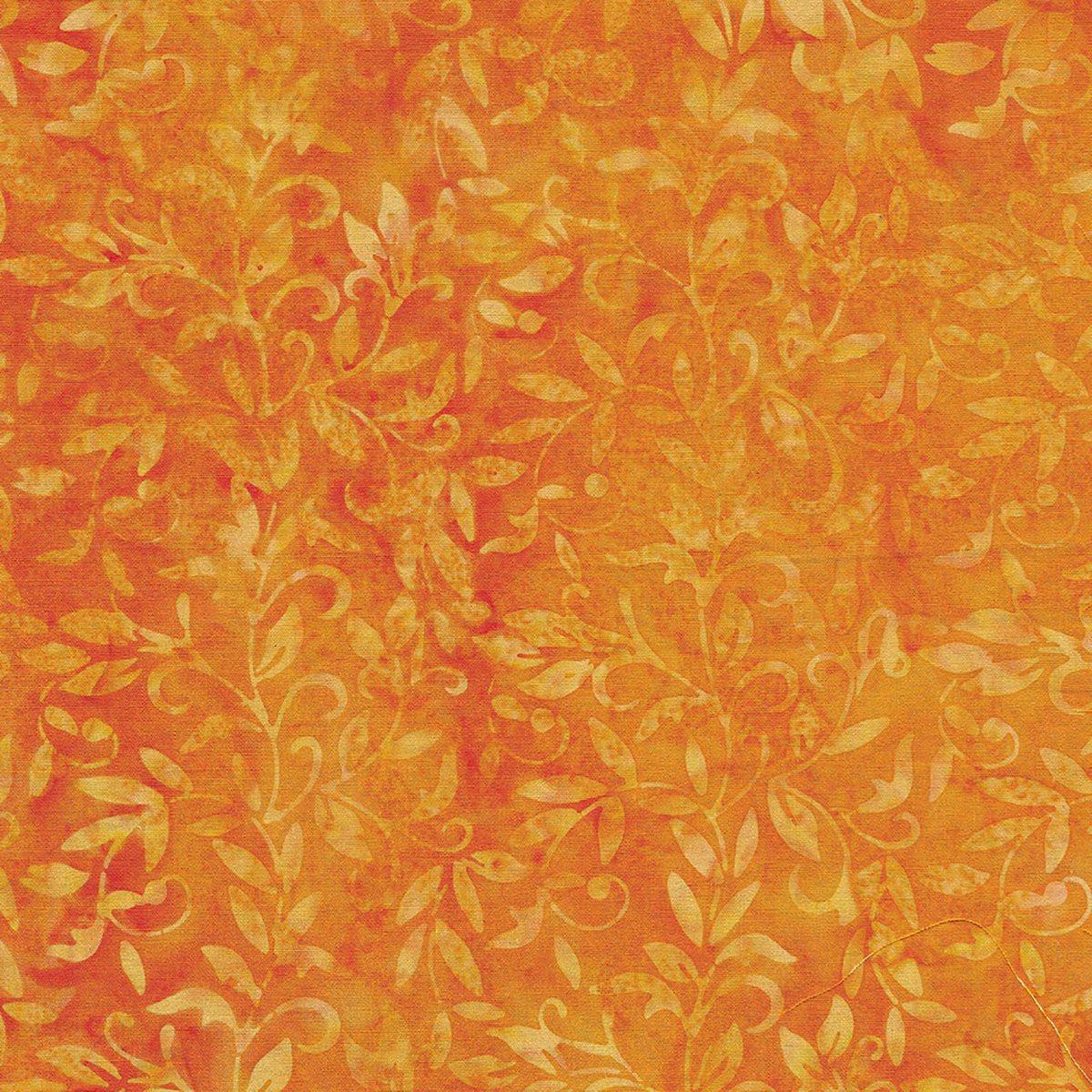 Honeycomb Orange Cheddar Vine Batik Fabric