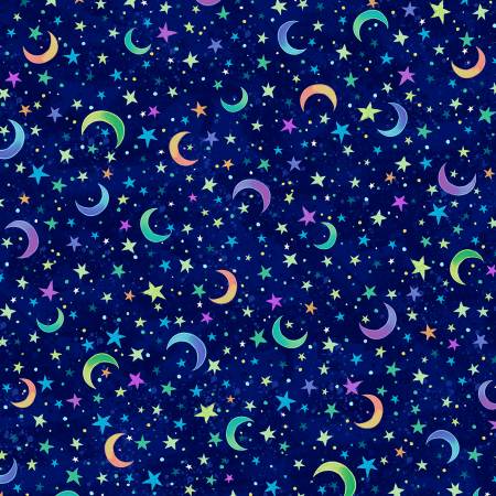 Hootie Patootie Blue Moon and Star Toss Fabric