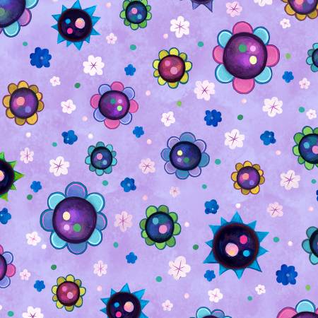 Hootie Patootie Purple Flower Toss Fabric-P & B Textiles-My Favorite Quilt Store