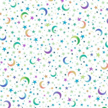 Hootie Patootie White Moon and Stars Toss 108" Wide Backing Fabric-P & B Textiles-My Favorite Quilt Store