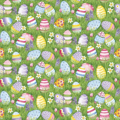 Hoppy Hunting Green Eggs on Grass Fabric