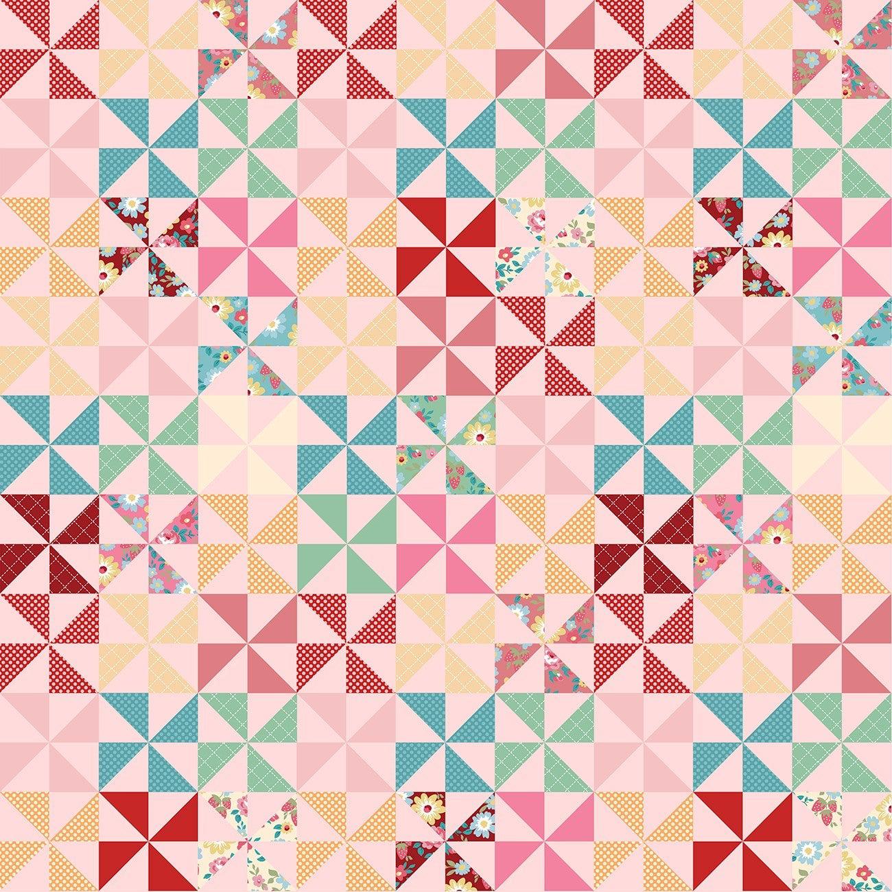 Hopscotch and Freckles Pink Pinwheels Fabric – End of Bolt – 31″ × 44/45″