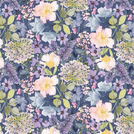 House of Blooms Periwinkle Enchanted Life Fabric