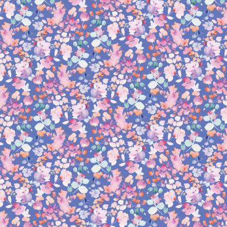 House of Blooms Periwinkle Floral Tempest Fabric