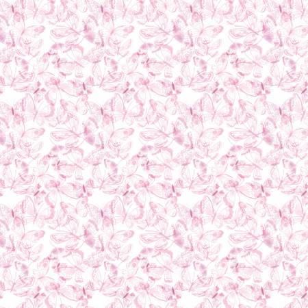 House of Blooms Pink Ethereal Flight Fabric