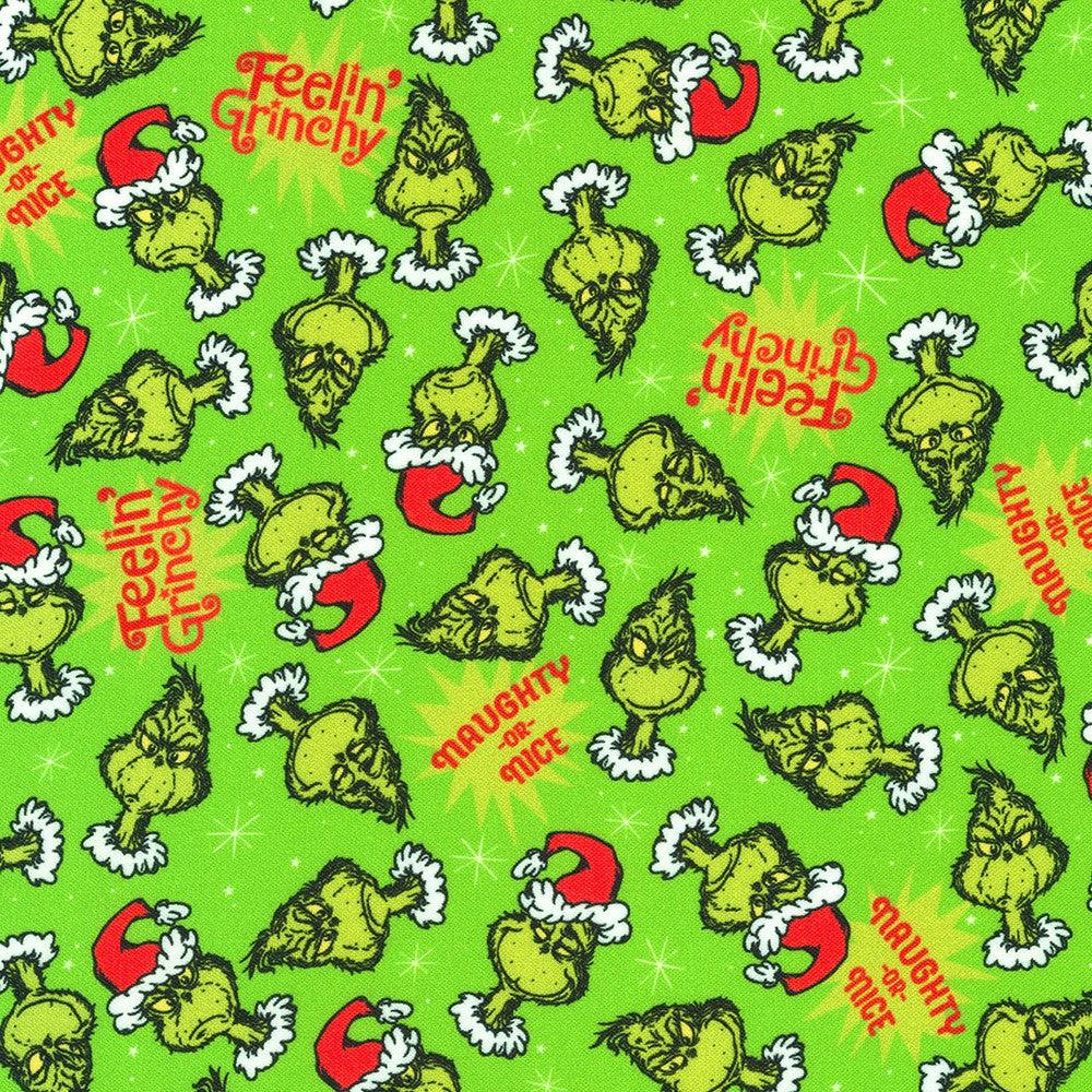 How The Grinch Stole Christmas Holly Feelin Grinchy Dr. Seuss Fabric