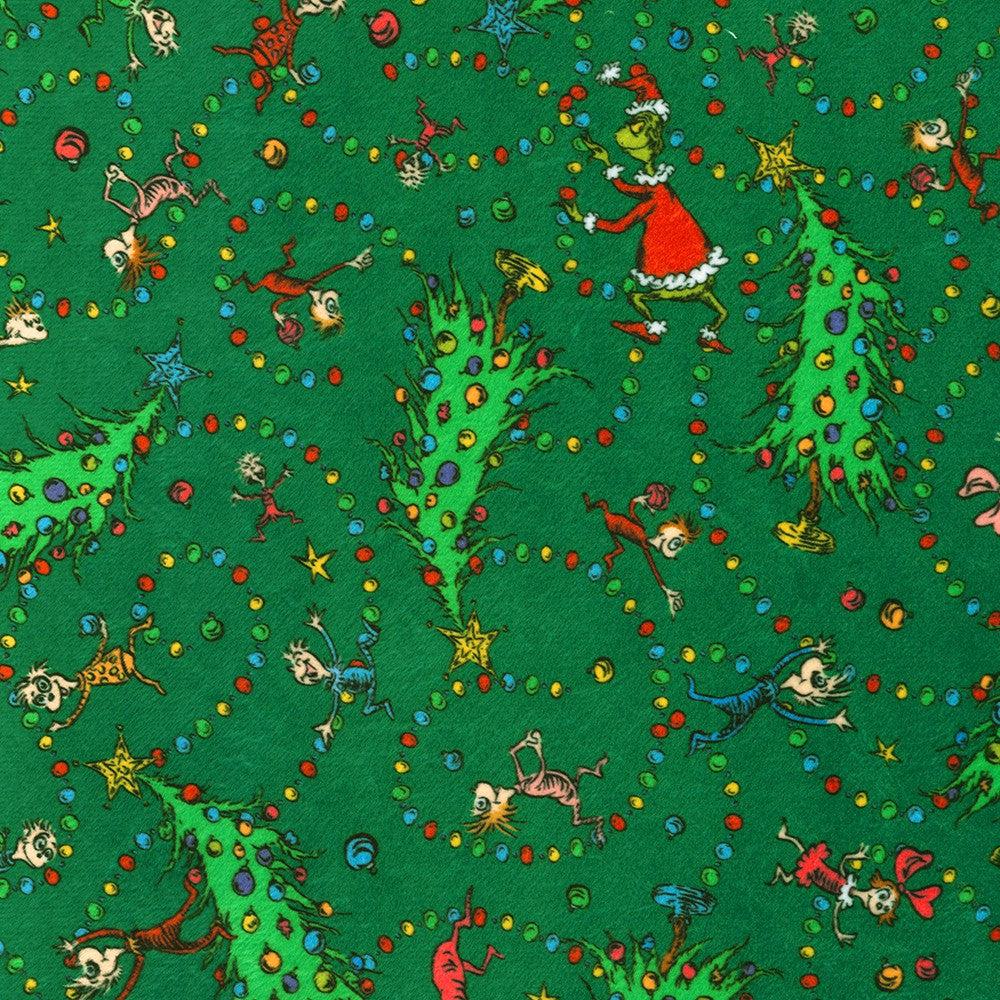 How The Grinch Stole Christmas Holly Green Minky 58" Wide Fabric